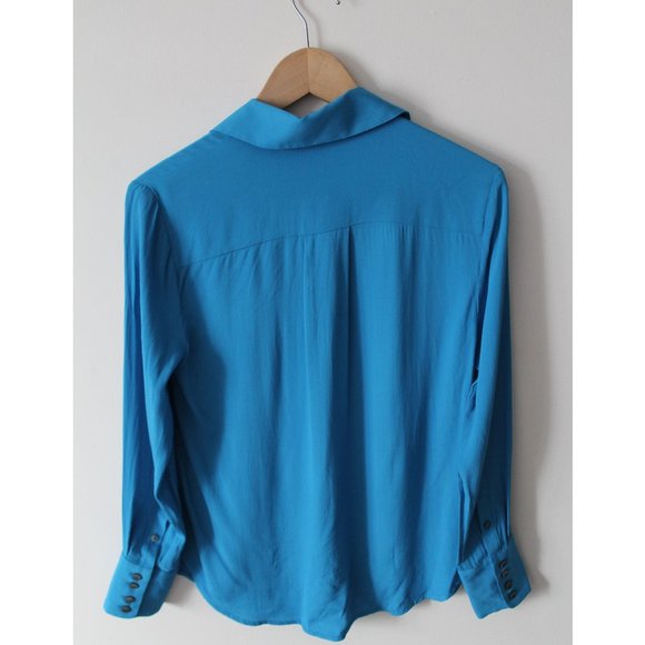 Numi The Simone Button-Up Blouse / Medium / Azur Blue Silk Blend Long Sleeves - Picture 3 of 8